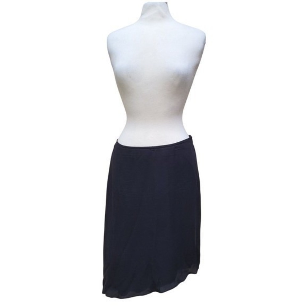 Armani Exchange A/X Black Asymmetric Angle Career Cocktail 100% Silk Skirt 10 - Picture 3 of 9
